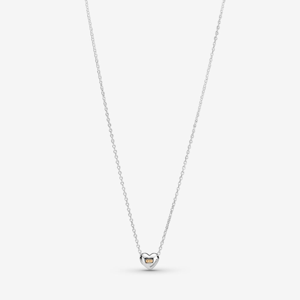 PANDORA Schmuck Silber Damen-Kette Gewölbtes Goldherz