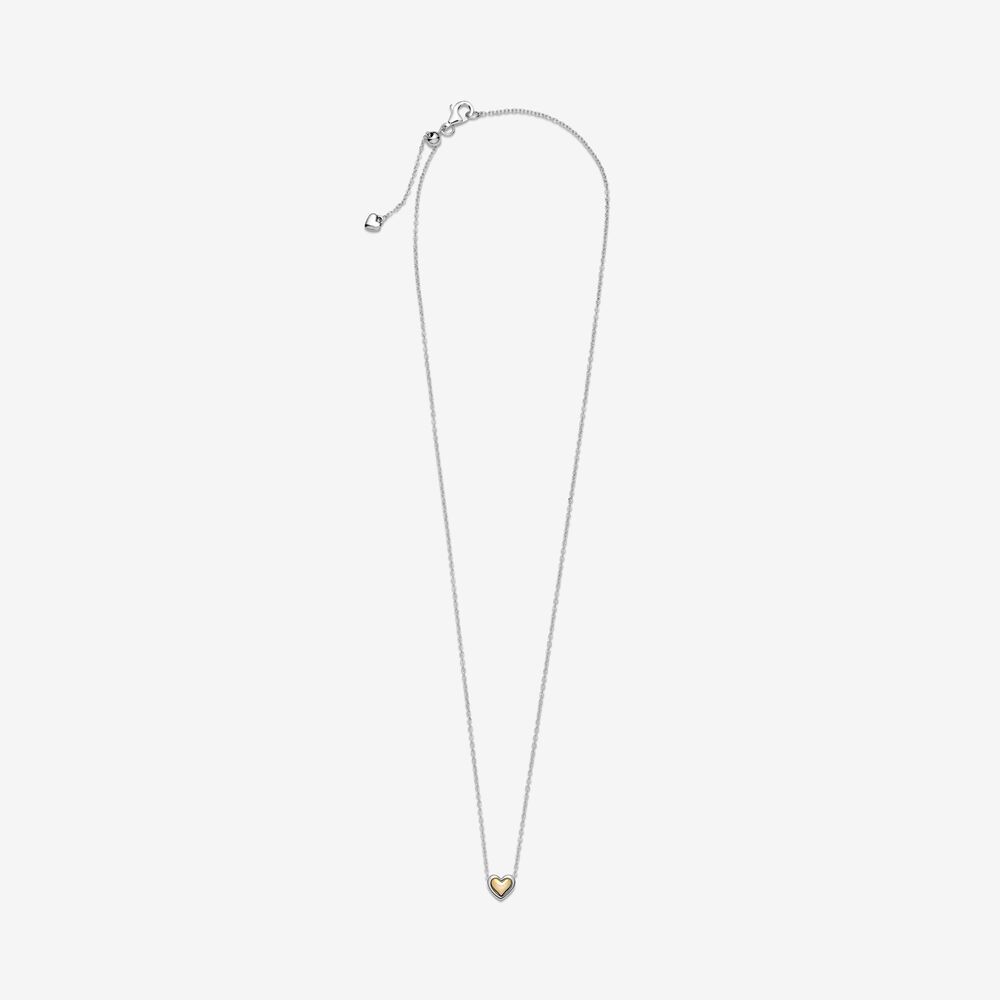 PANDORA Schmuck Silber Damen-Kette Gewölbtes Goldherz