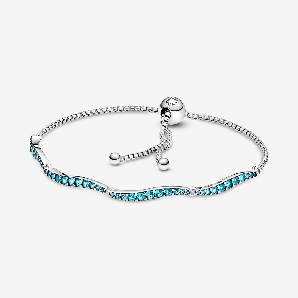 PANDORA BRACELET Blue Wavy Crystal Slider Bracelet -25cm 9.8 IN