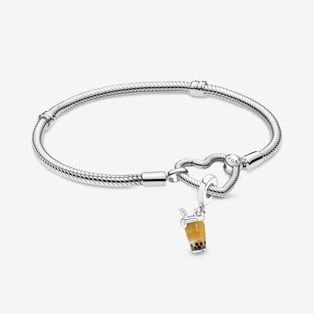 Pandora Moments Heart Closure Snake Chain Bracelet Pendant