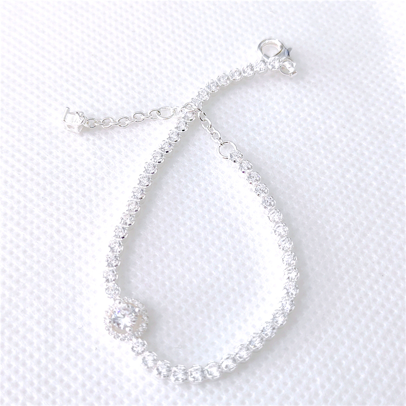 PANDORA 925 Silver Sparkling Halo Tennis Bracelet
