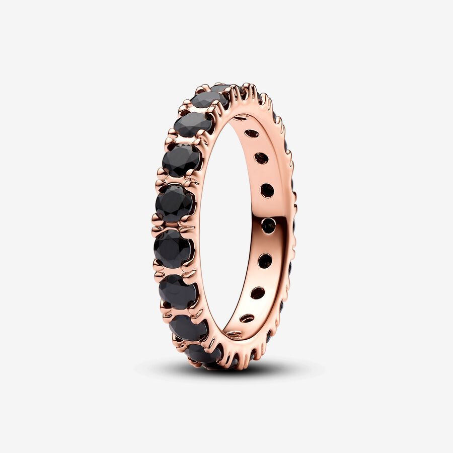 Pandora Black Sparkling Row Eternity Rose Gold Ring