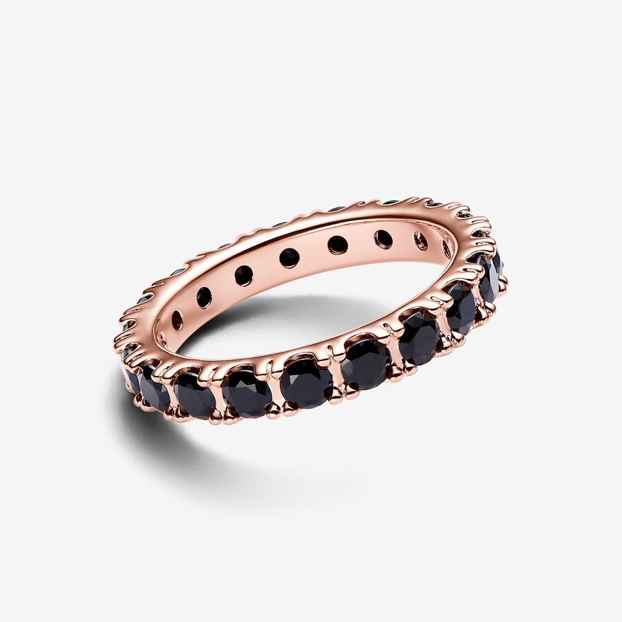 Pandora Black Sparkling Row Eternity Rose Gold Ring