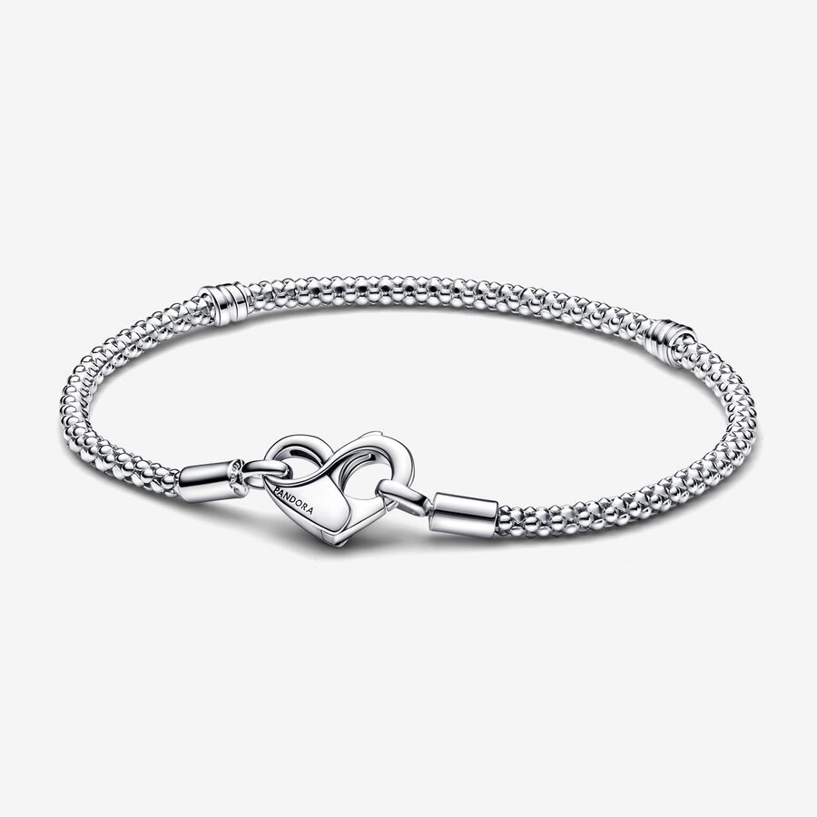 Pandora Moments Studded Chain Bracelet Heart Clasp