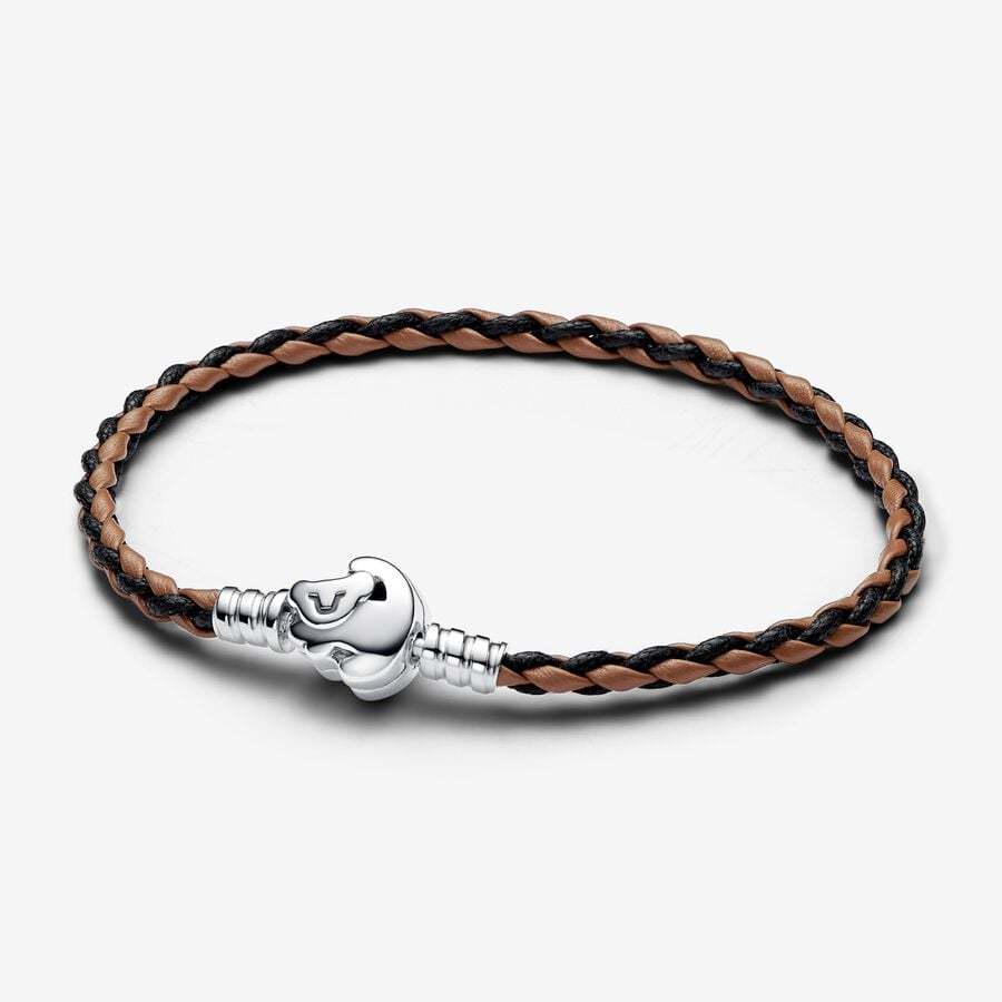 PANDORA Jewelry Leather Bracelet Charm for Women Lion King Brown