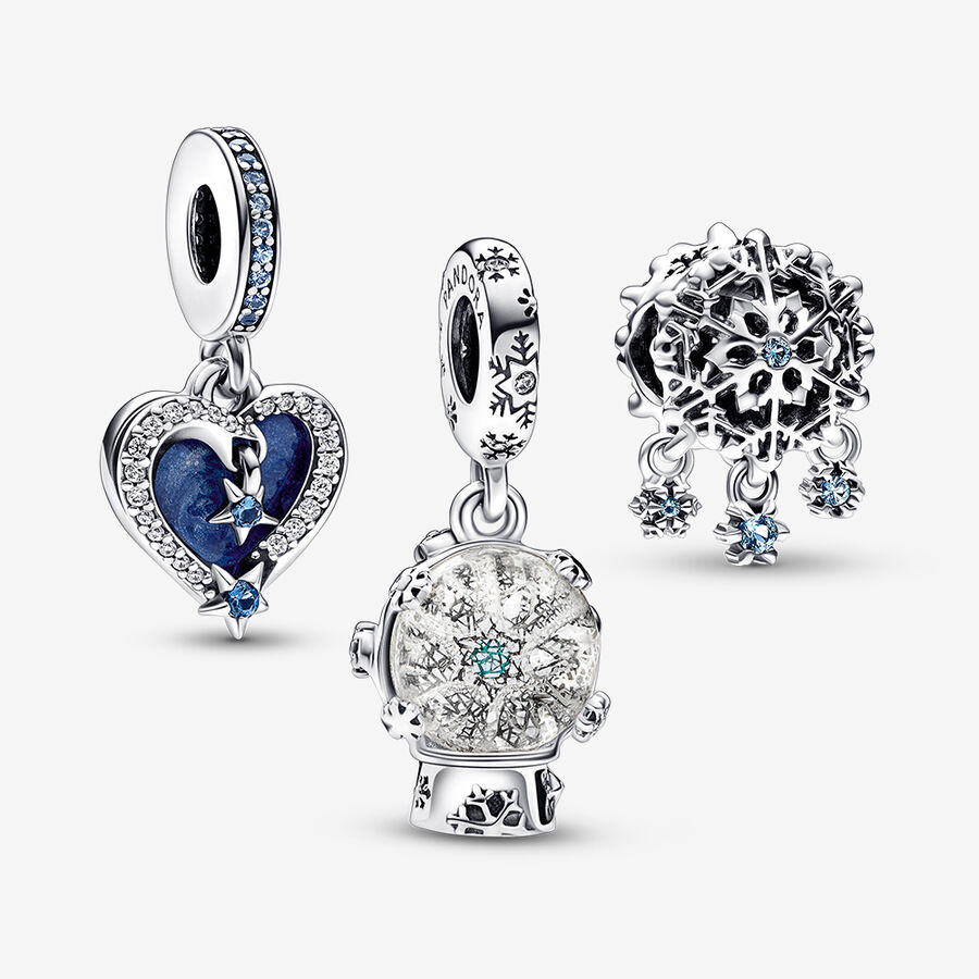Pandora 925 Sterling Silver Snowflake Heart Winter Pendant