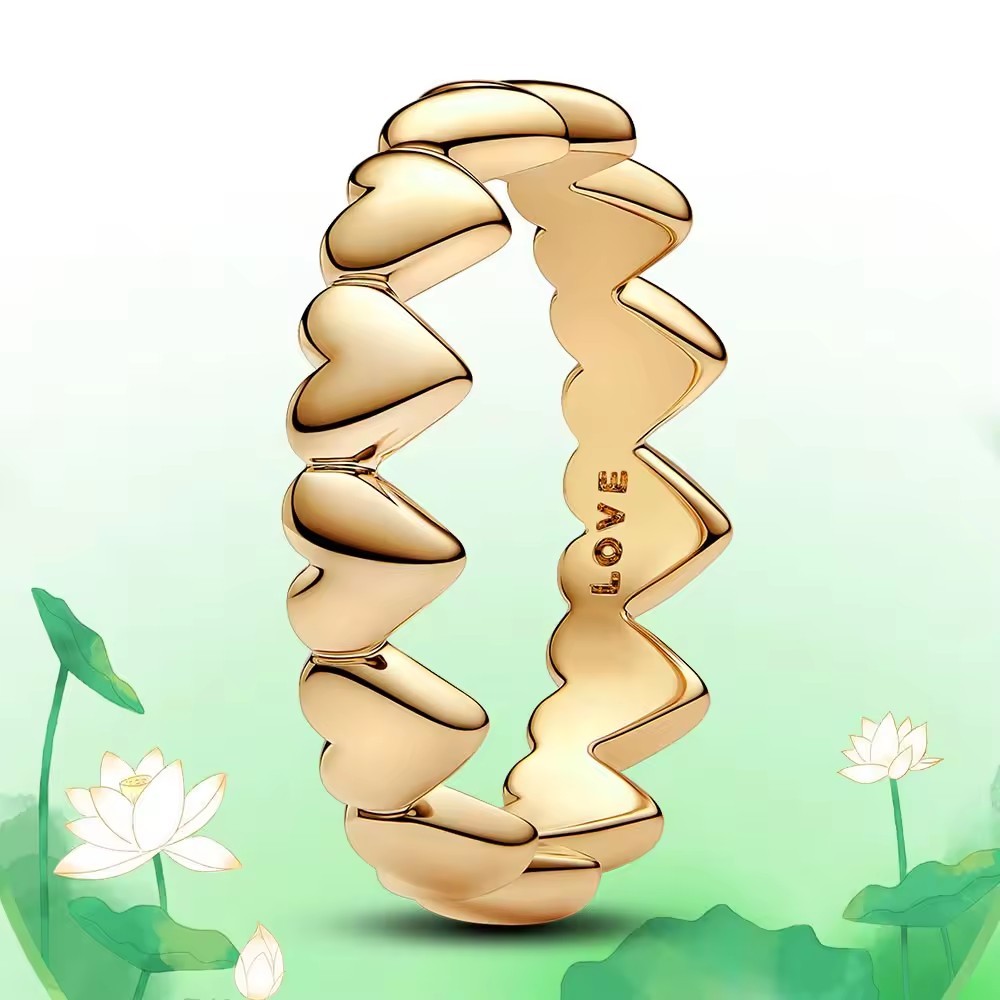 PANDORA Women's Jewelry Ring Series of Hearts Gold