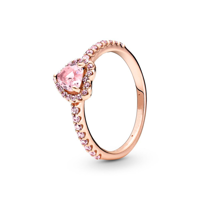 Pandora ALE Sparkle Pink Rose Gold Heart Ring