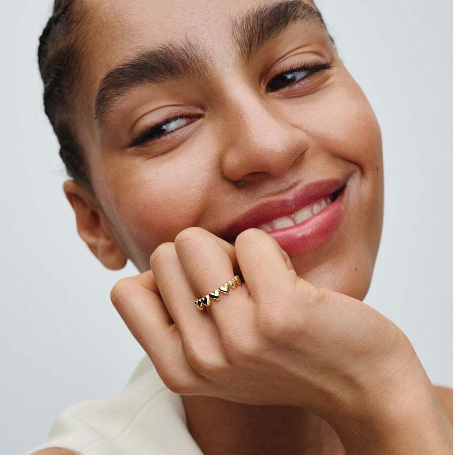 PANDORA Women's Jewelry Ring Series of Hearts Gold