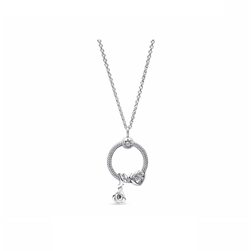Pandora Instant Little O White Flower Pendant Charm Necklace S925 60CM