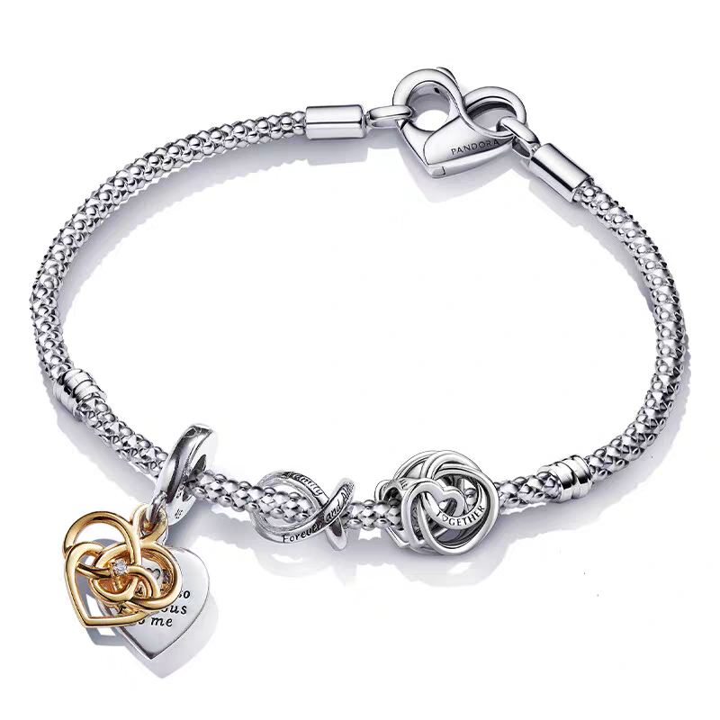 Pandora Moments Studded Chain Bracelet Heart Clasp