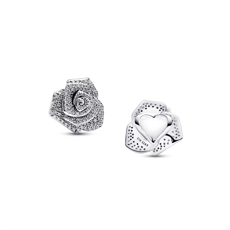 Pandora Sparkling Rose in Bloom Oversized Charm