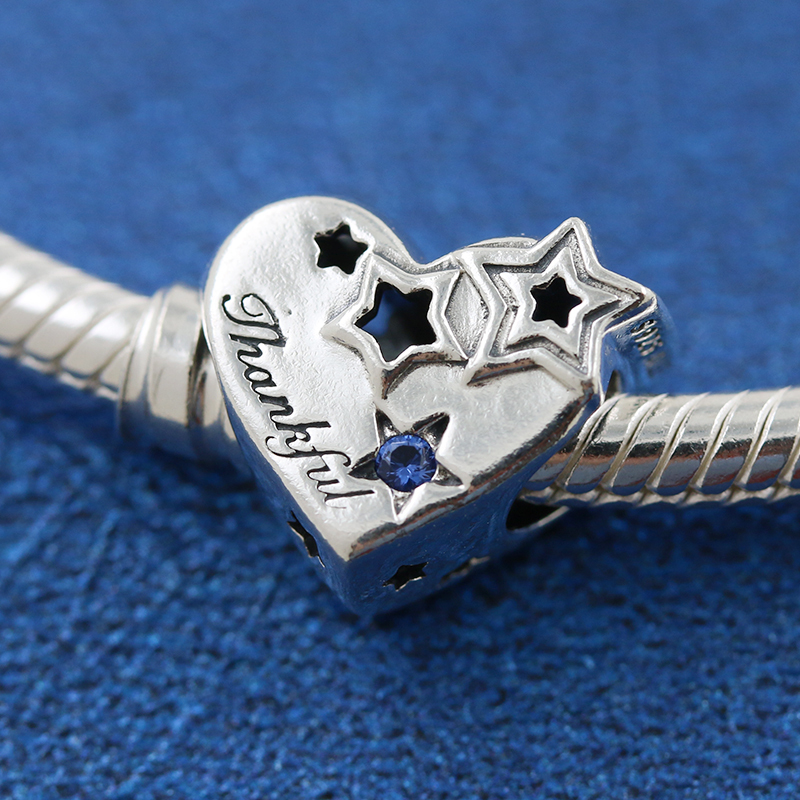 PANDORA 925 Thankful Heart & Blessed Stars Charm