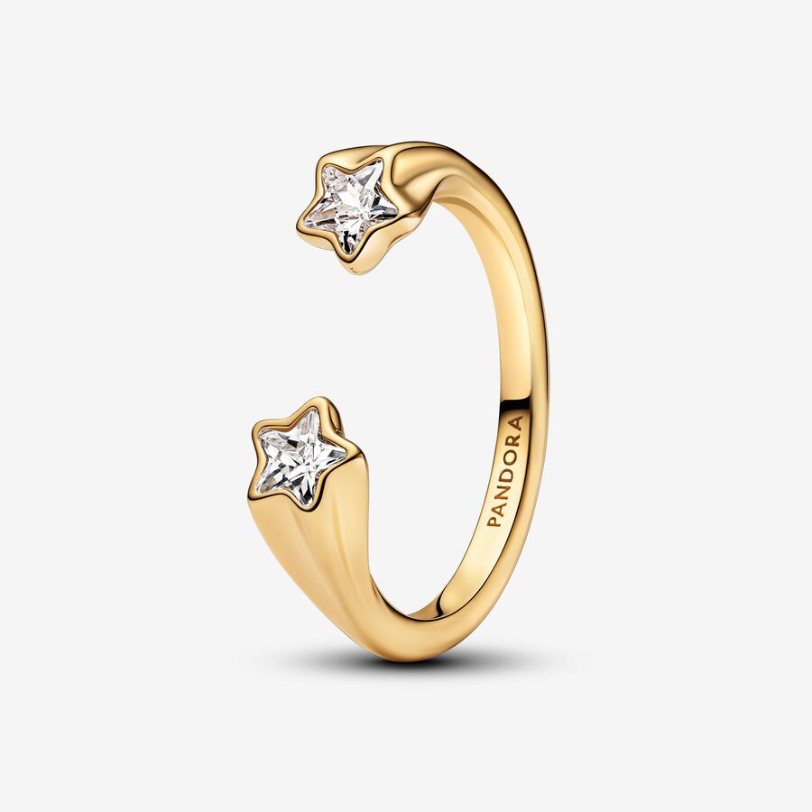 NEW Pandora Silver And Gold Shooting Stars Open Ring Set