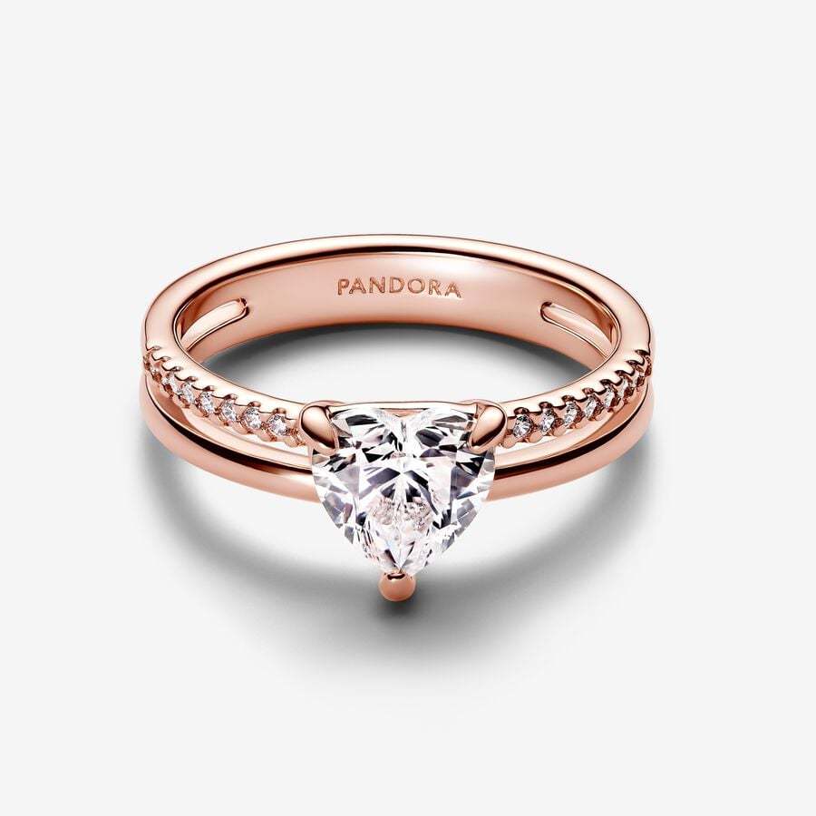 PANDORA Rose Gold Double Band Heart Ring ALE