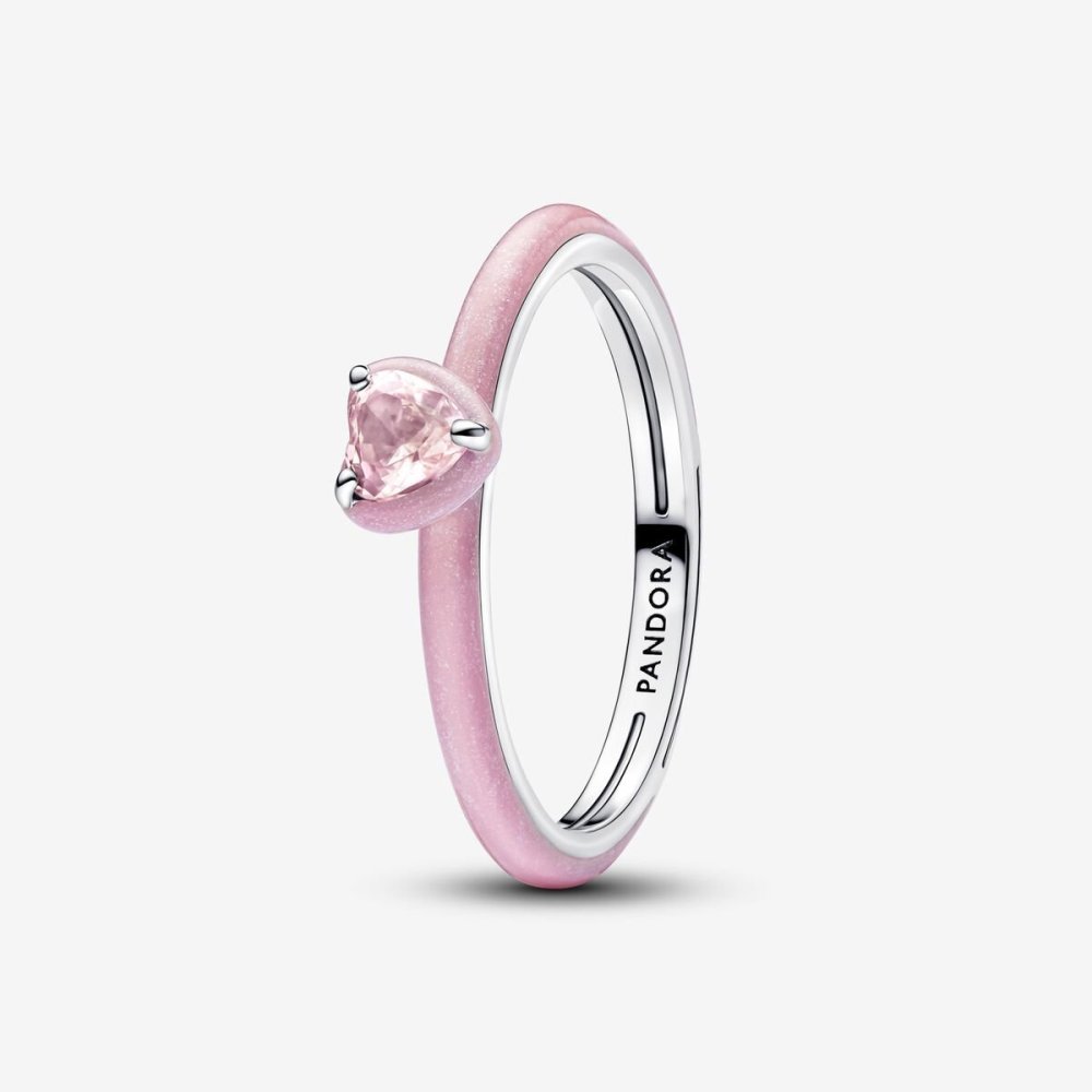Pandora Silver S925 ALE Blue Pink Black Good Karma Chakra Hearts Ring Trio