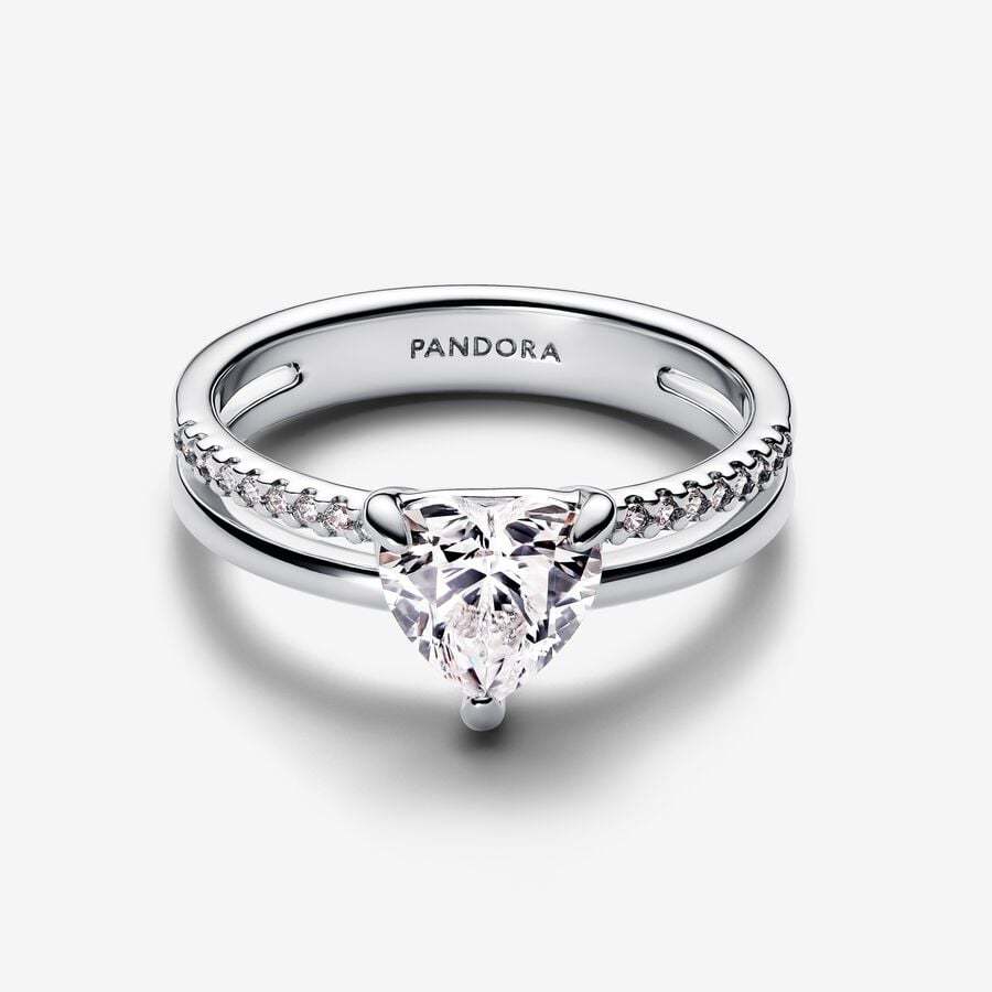 PANDORA Silver S925 ALE Double Band Heart Ring