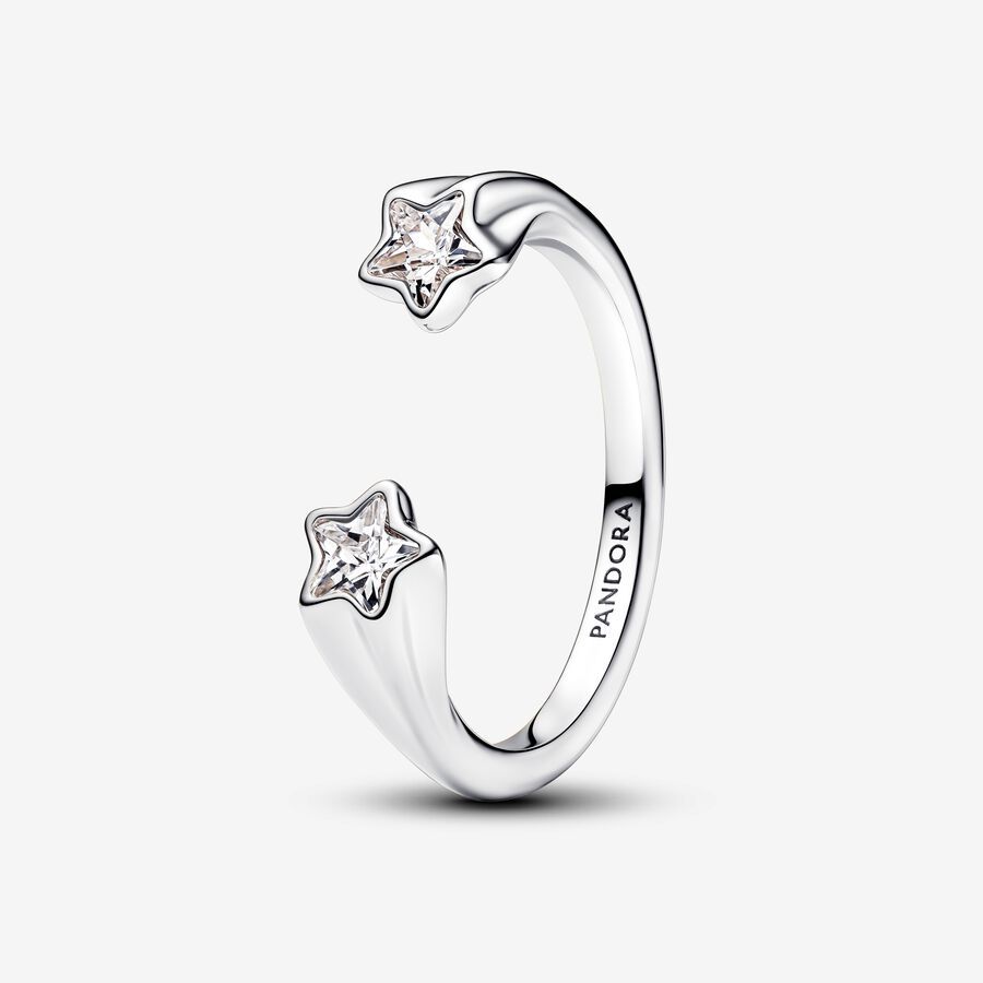 NEW Pandora Silver And Gold Shooting Stars Open Ring Set