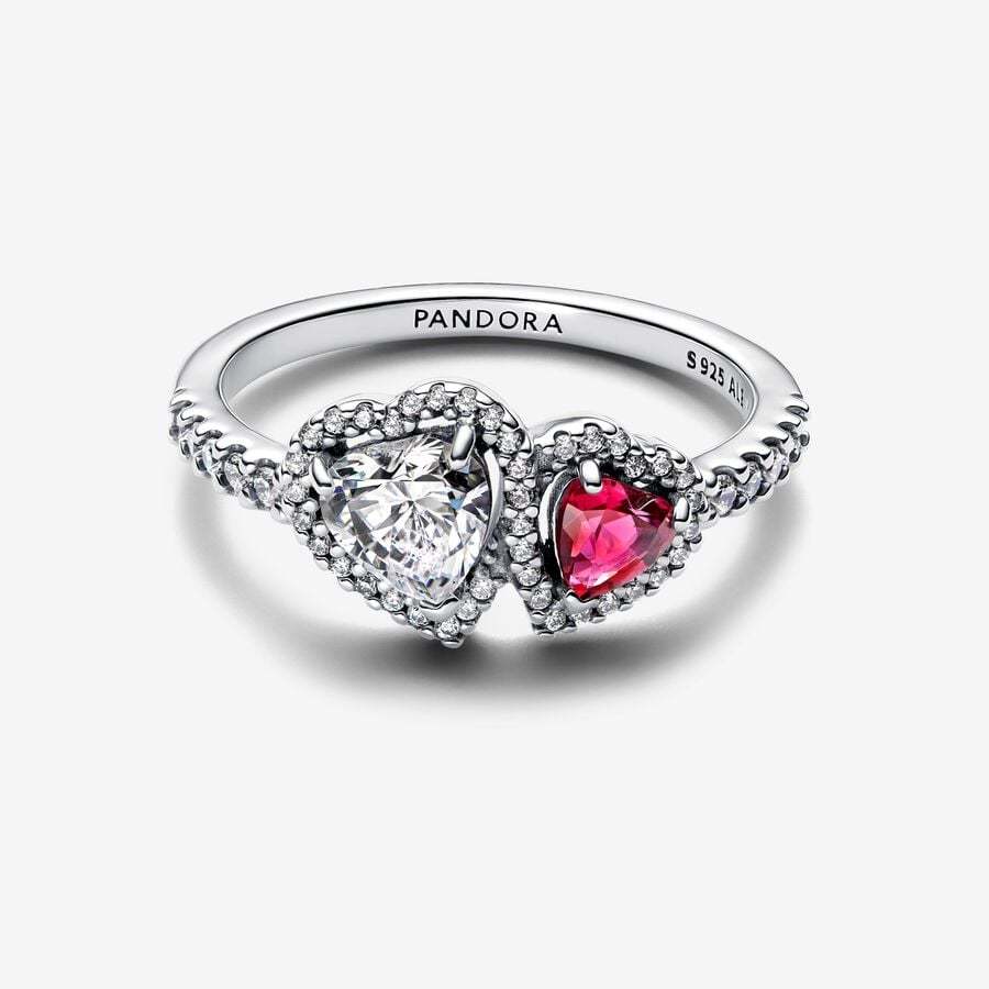 PANDORA Silver S925 ALE Halo Hearts Ring