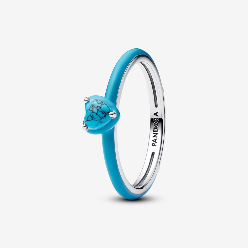 Pandora Silver S925 ALE Blue Pink Black Good Karma Chakra Hearts Ring Trio