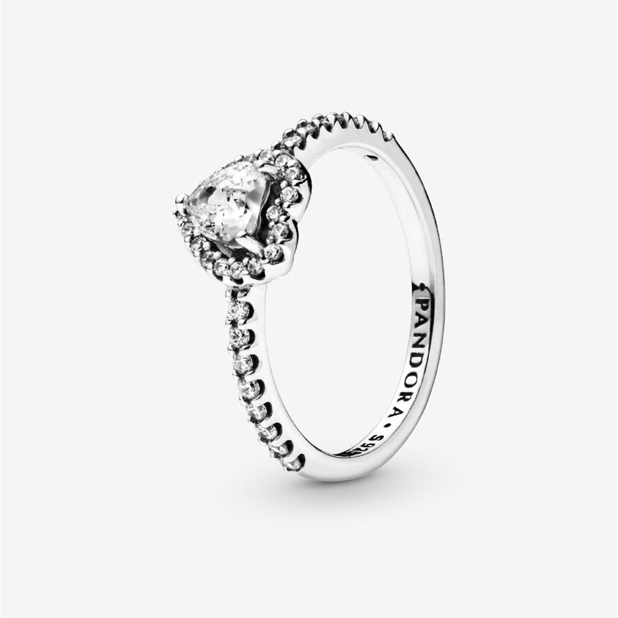 Pandora Silver S925 ALE White and Red Heart Ring Product Set