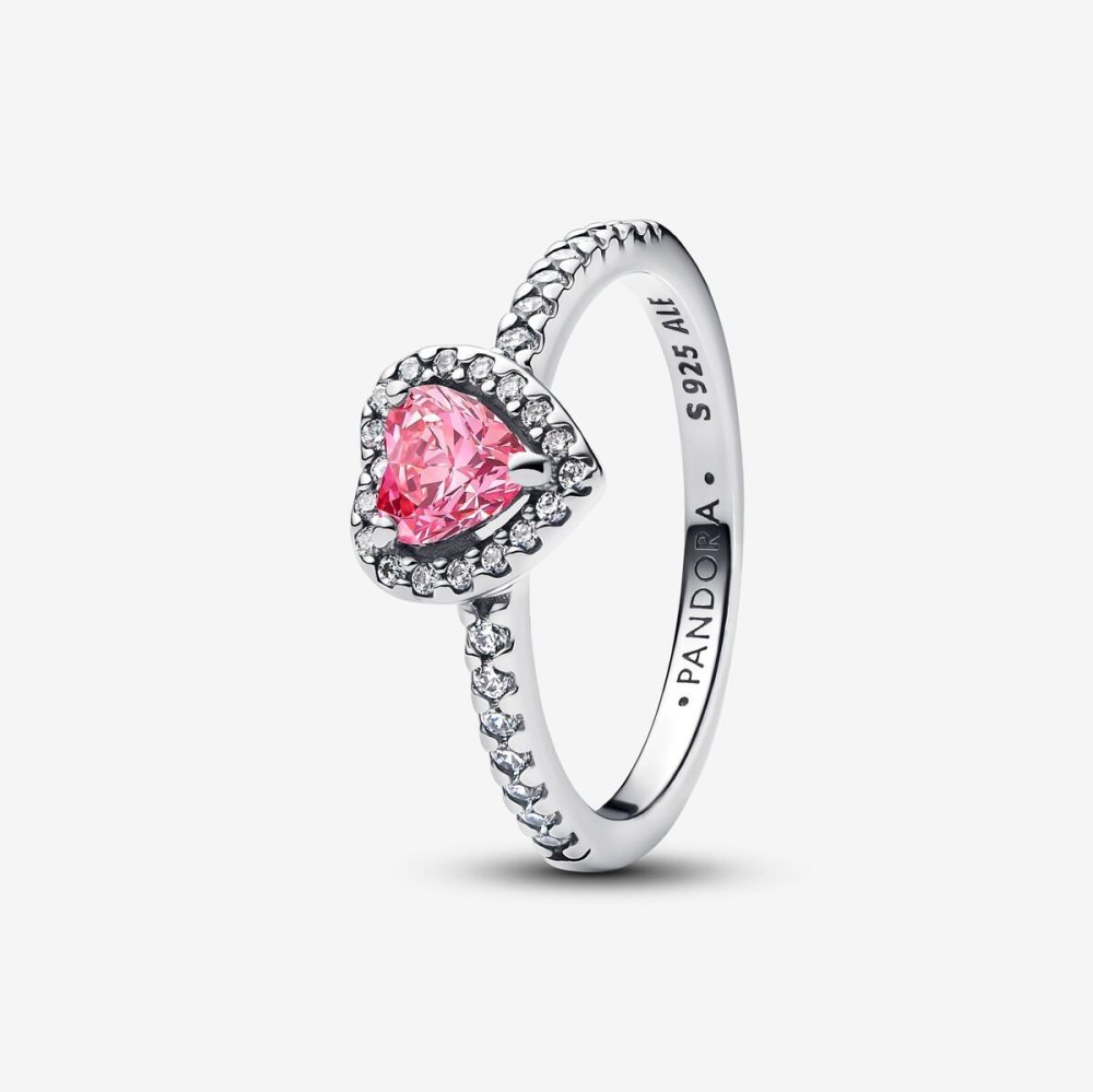 Pandora Silver S925 ALE Pink Heart to Hearts Ring Set