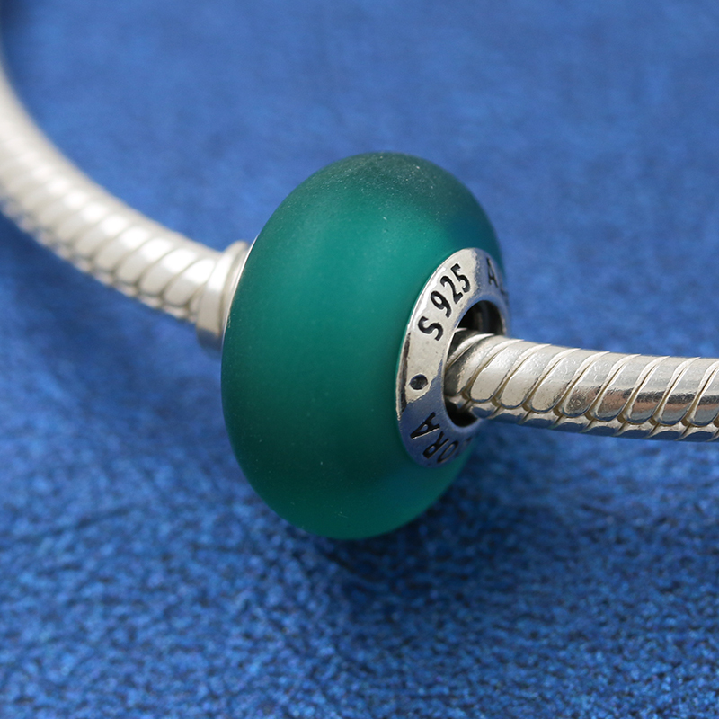 pandora jewellery bead-charm murano glass matt green