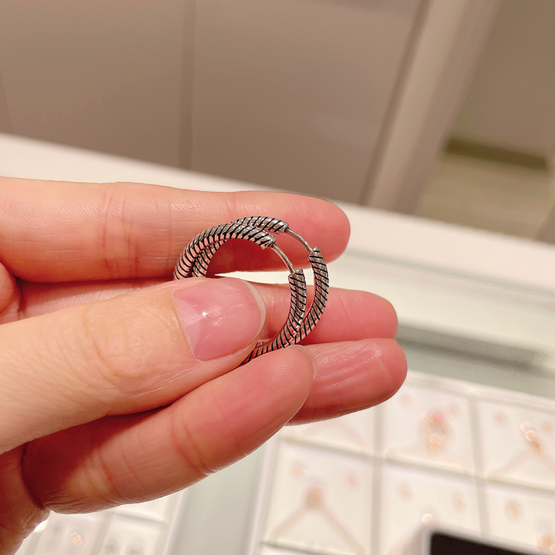 PANDORA 925 Silver Moments Charm Hoop Earrings