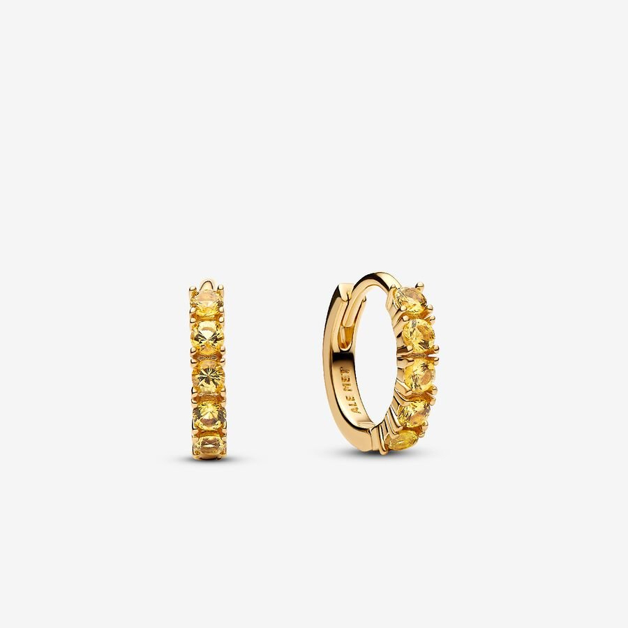 Pandora Golden Sparkling Yellow Tennis Bracelet & Earrings Set