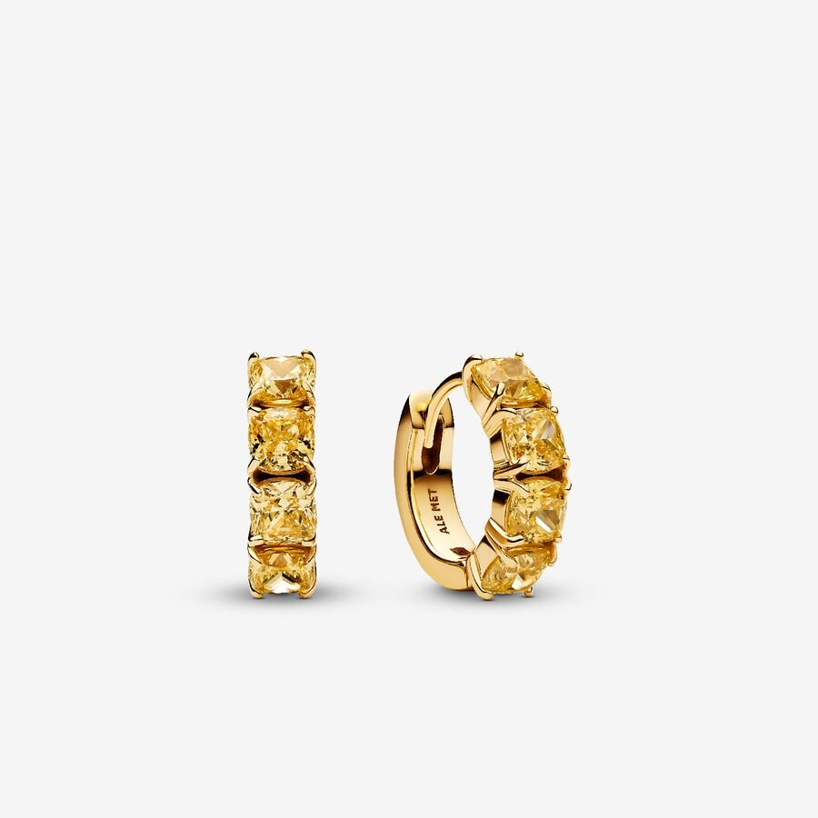 Pandora Golden Sparkling Yellow Tennis Bracelet & Earrings Set