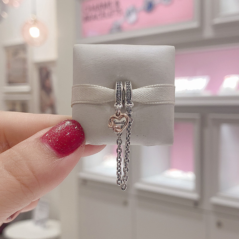 PANDORA Schmuck Sicherheitskette Silber Familienherz