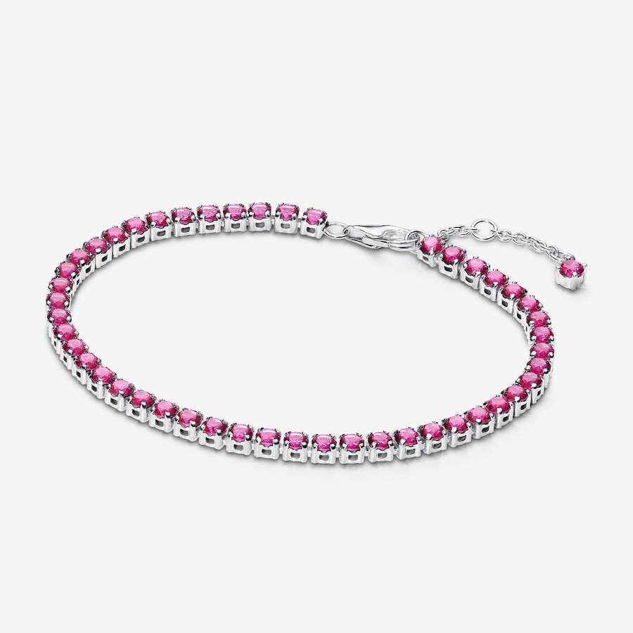Pandora Silver S925 ALE Sparkling Pink Tennis Jewelry Set