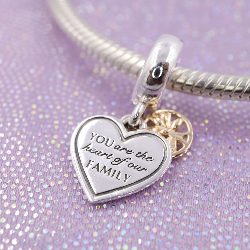 Pandora Two-tone Family Tree & Heart Dangle Charm