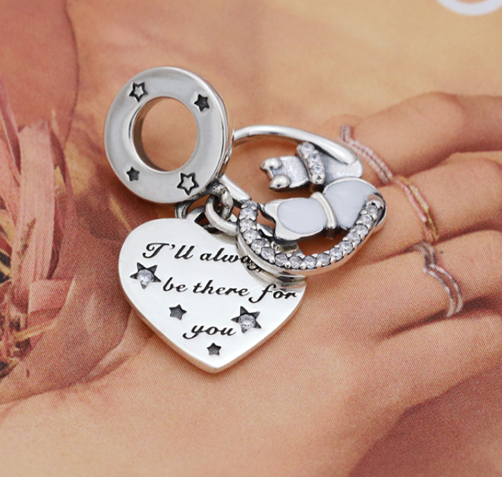 Pandora Cats & Hearts Charm Sterling Silver