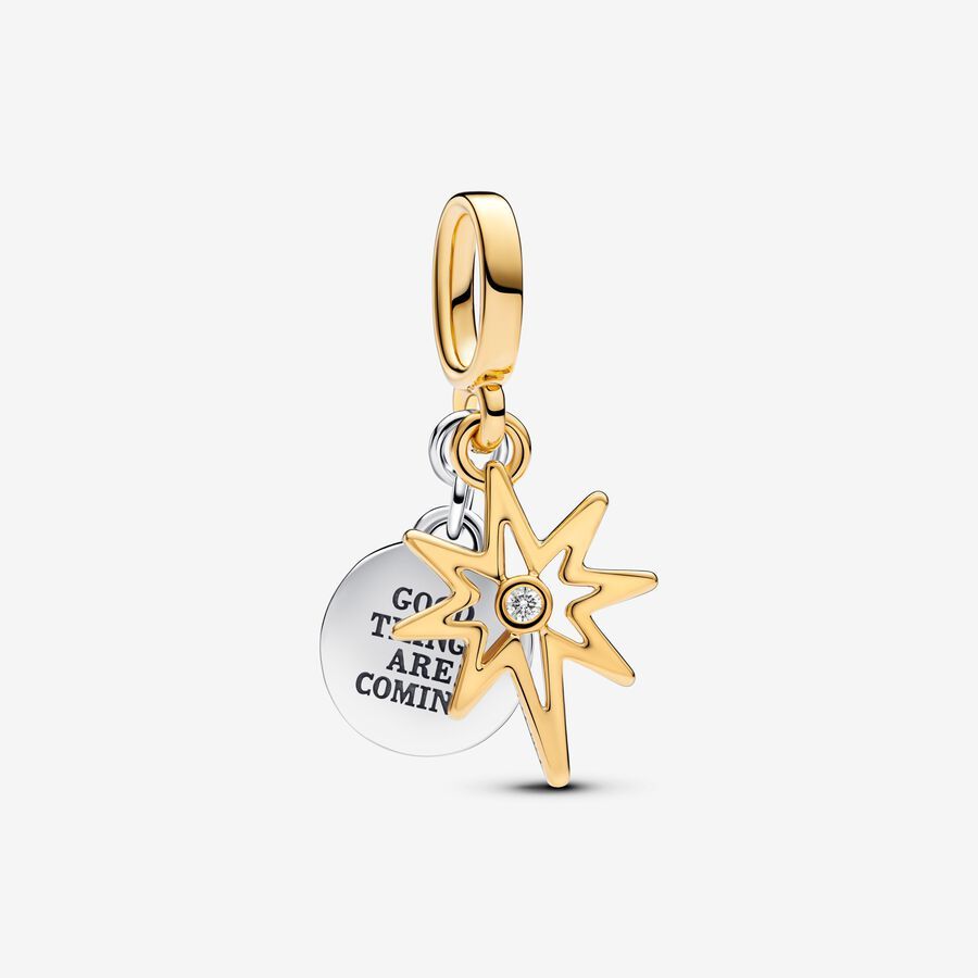 Pandora Lab-grown Diamond Dangle Charm Sterling silver gold plating