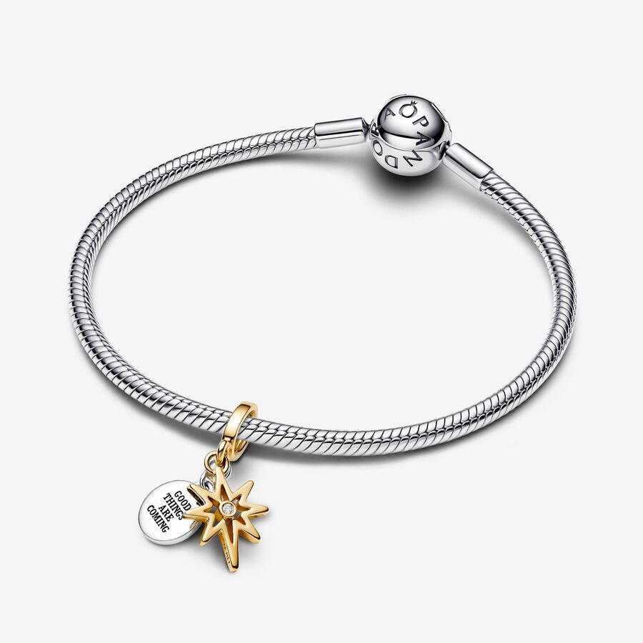 Pandora Lab-grown Diamond Dangle Charm Sterling silver gold plating