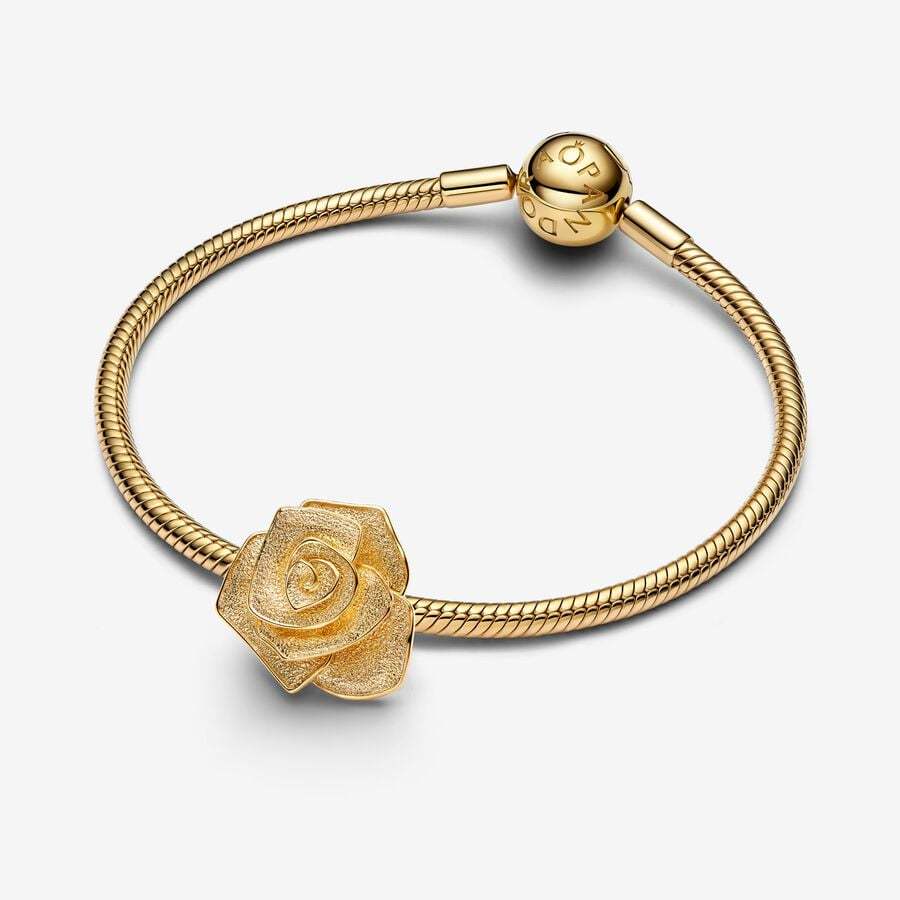 PANDORA Gold Rose in Bloom Oversized Charm ALE