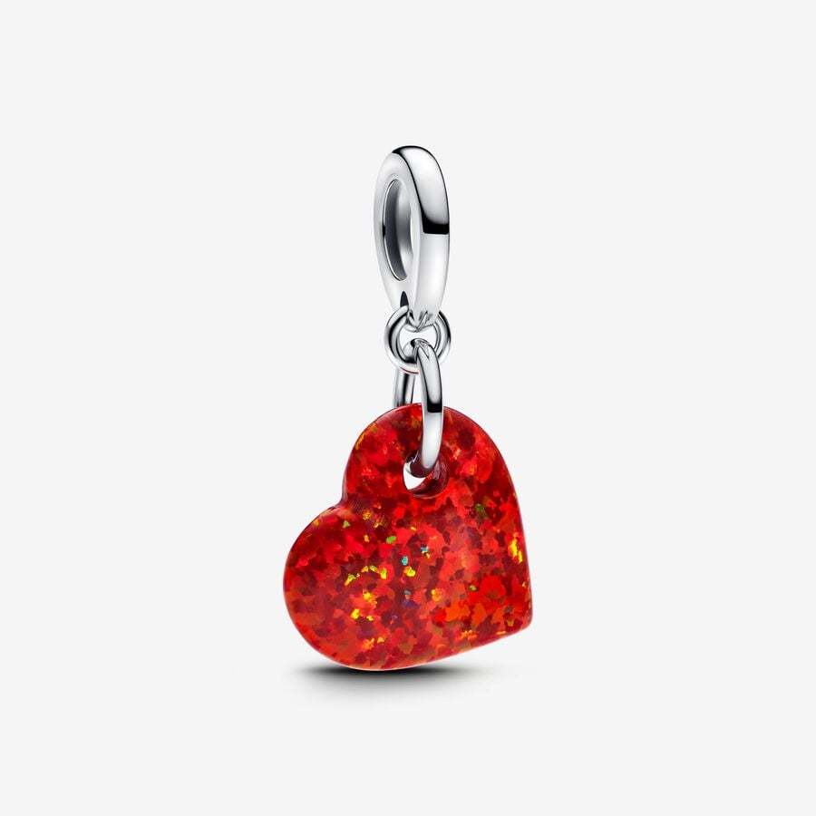 PANDORA Opalescent Red Heart Dangle Charm
