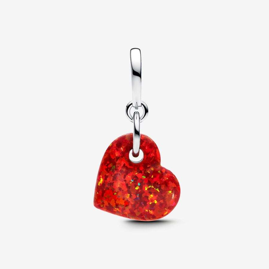 PANDORA Opalescent Red Heart Dangle Charm