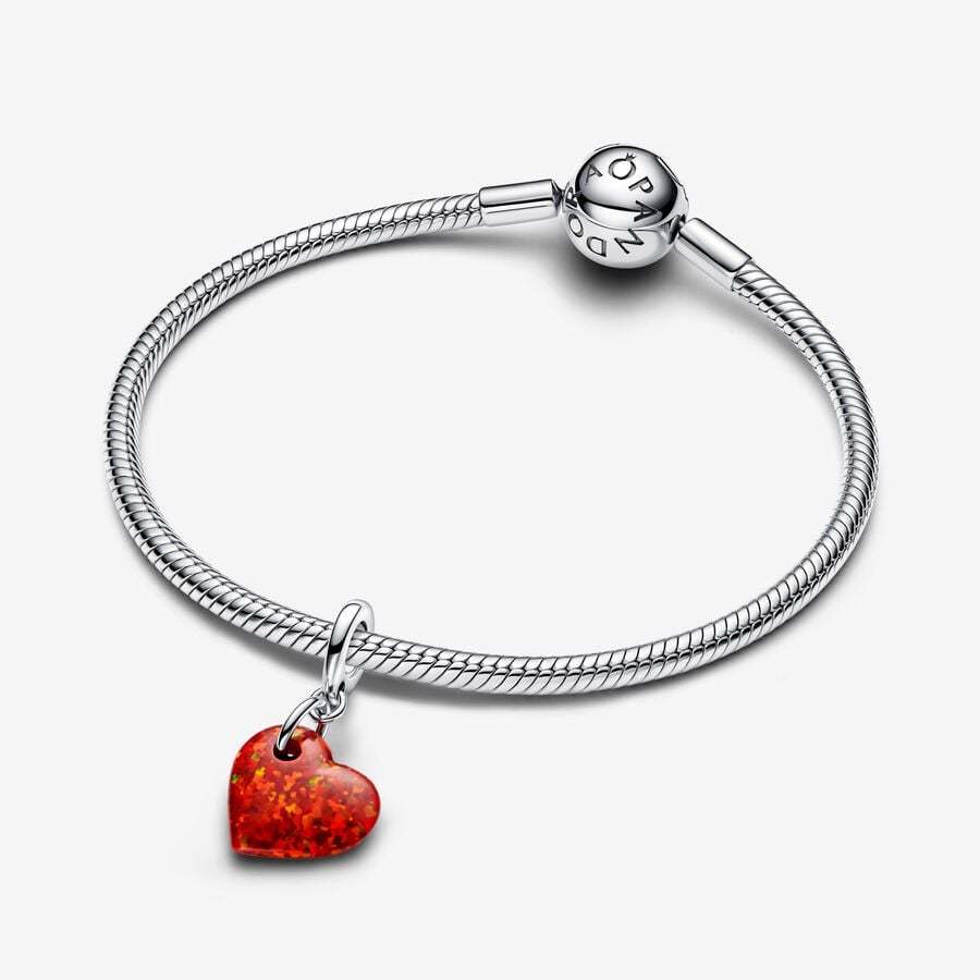 PANDORA Opalescent Red Heart Dangle Charm