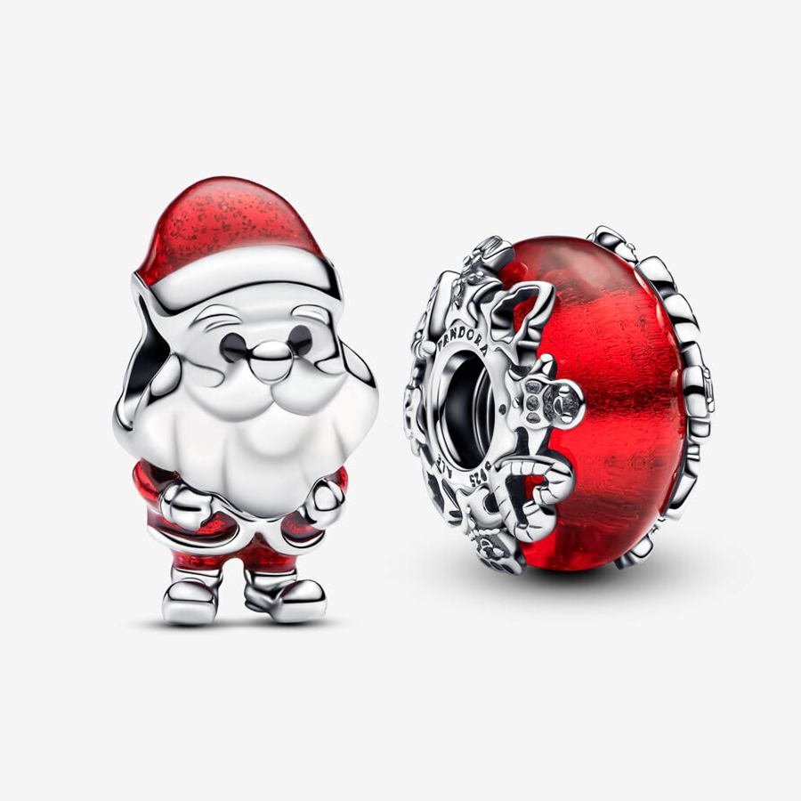 NEW Pandora Sterling Silver Santas Coming to Double Charm