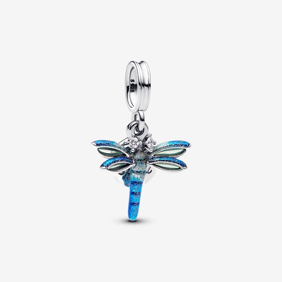 PANDORA Blue Dragonfly Double Dangle Charm S925 ALE