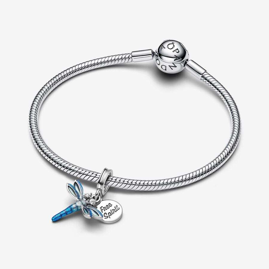PANDORA Blue Dragonfly Double Dangle Charm S925 ALE