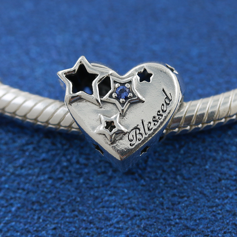 PANDORA 925 Thankful Heart & Blessed Stars Charm
