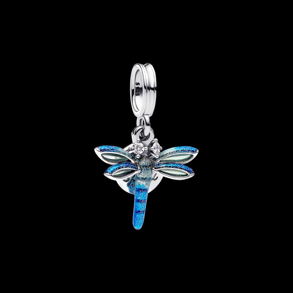 PANDORA Blue Dragonfly Double Dangle Charm S925 ALE