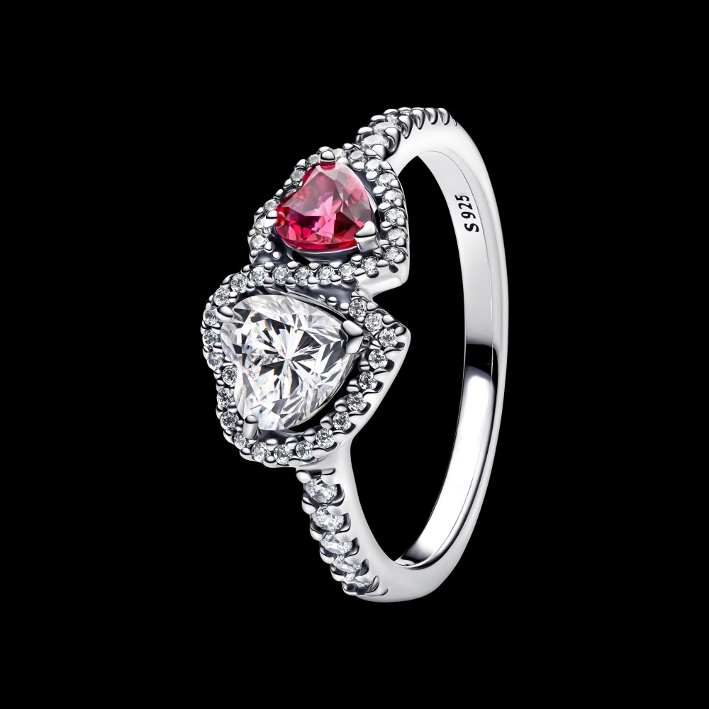 PANDORA Silver S925 ALE Halo Hearts Ring