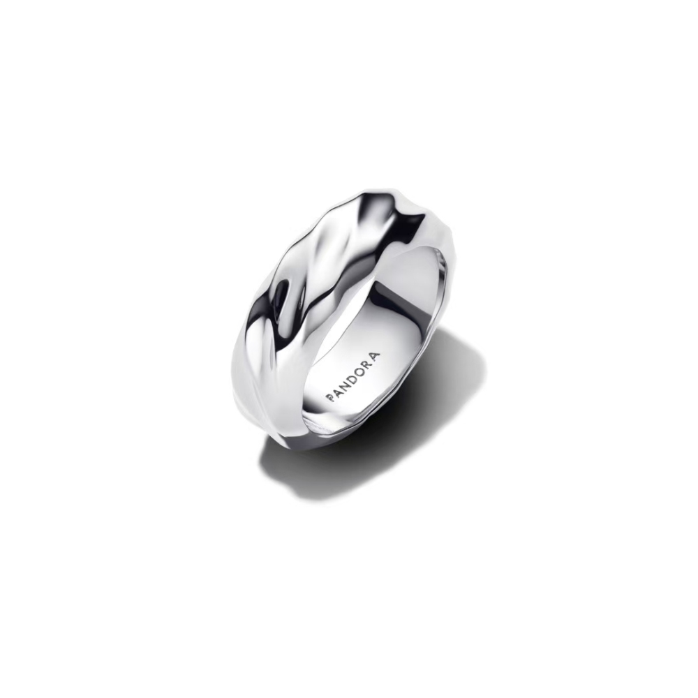 Pandora Silver S925 ALE Rippled Wide Band Ring