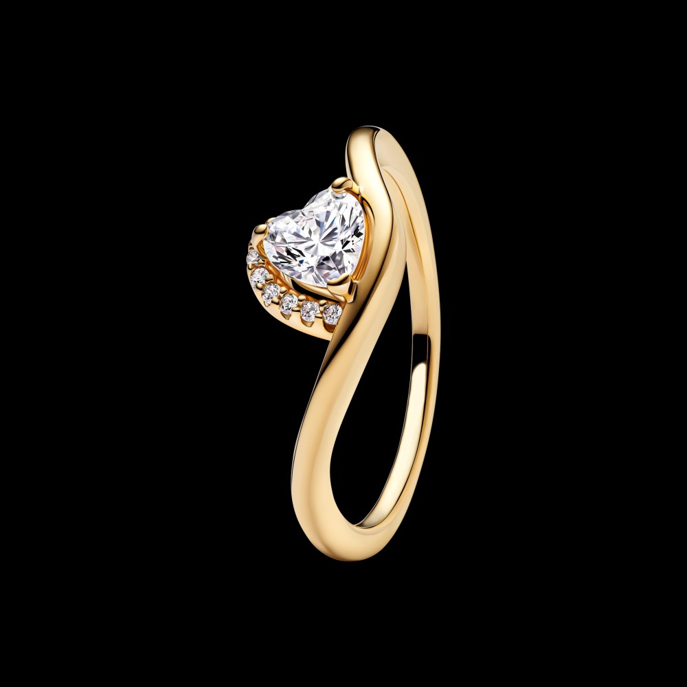 PANDORA Wavy Sparkle Heart Ring ALE