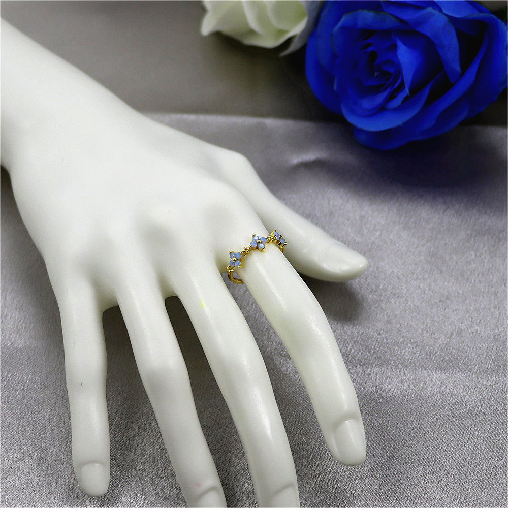 S925 Sterling Silver Opal Clove Ring, White Opal Bridal Ring, Opal Leaf Ring, Stacking Ring, Gift for Her