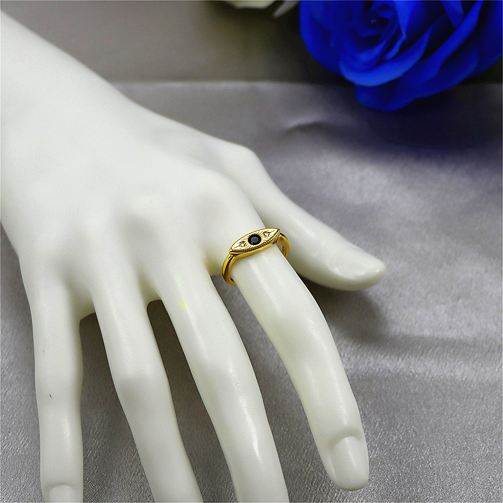 S925 Sterling Silver Black Diamond Gold Accent Open Ring